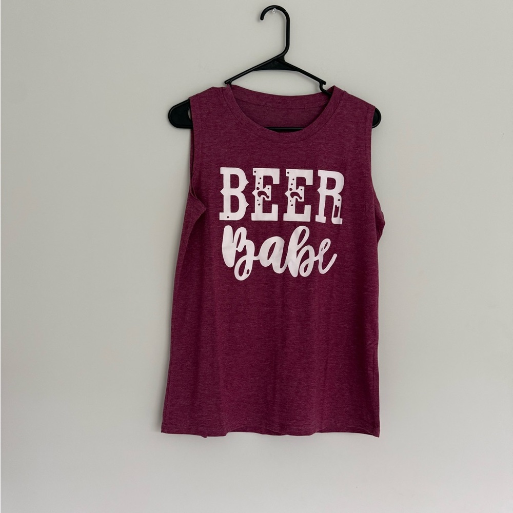 Red Sleeveless Muscle Tee Relaxed Fit